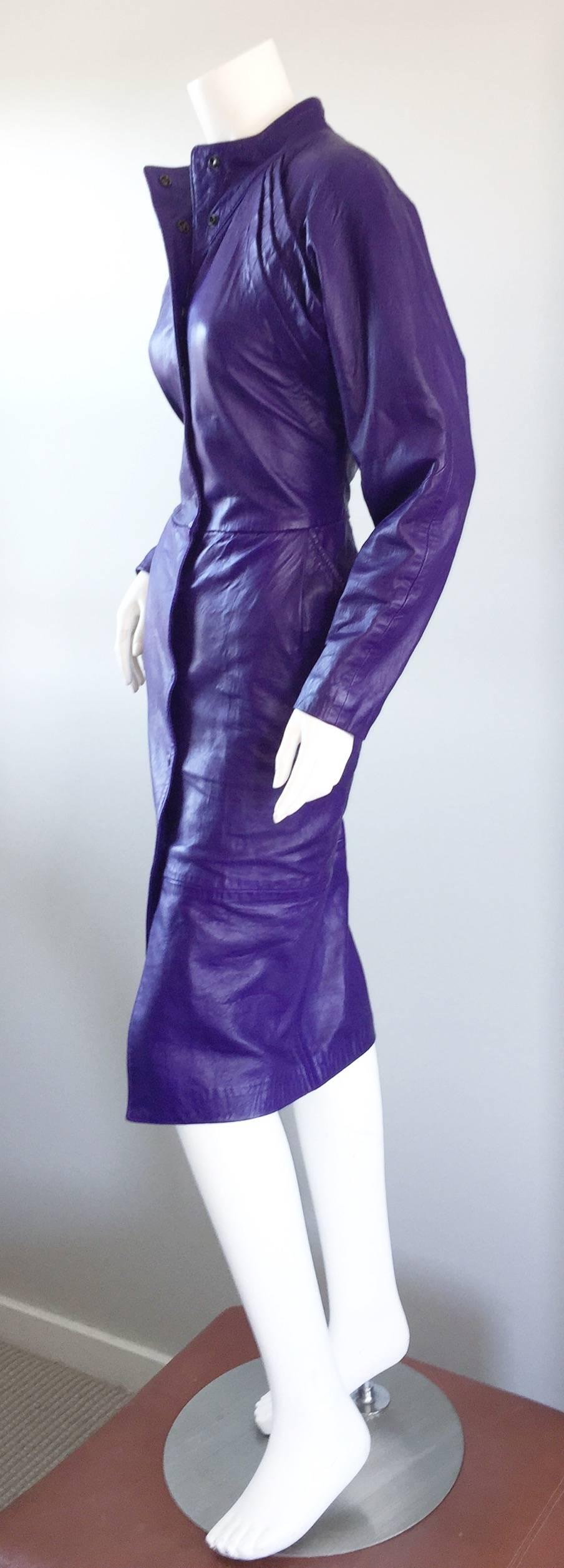 leather purple dress
