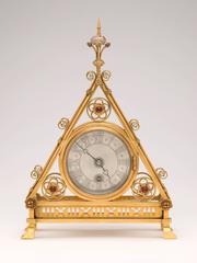 Gilt Brass Clock Designed by Bruce J. Talbert, England, circa 1875