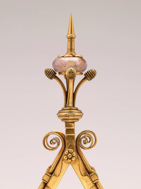 English Gilt Brass Clock Designed by Bruce J. Talbert, England, circa 1875 For Sale