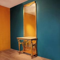 Rare Gilded and Polychromed Figurative Egyptian Style Console.