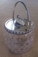 Walker and Hall, Cut-Glass Biscuit Barrel, Mounted in Silver