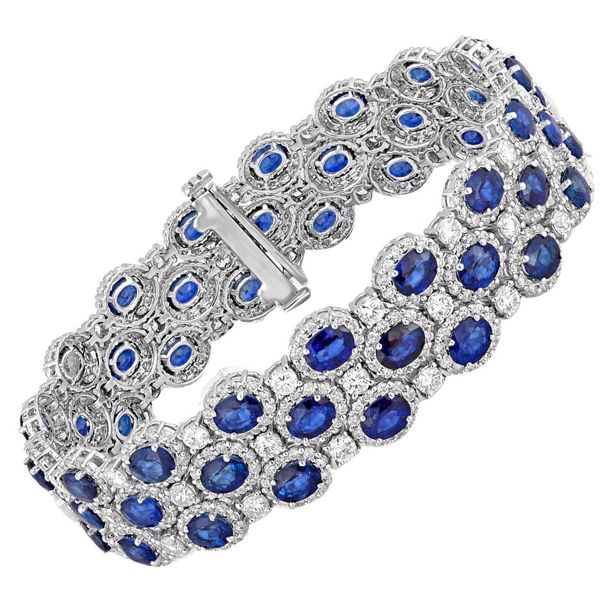 Sapphire Diamond Platinum Eternity Ring For Sale