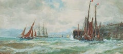 Thomas Bush Hardy - 1889 Watercolour, Boulogne Harbour
