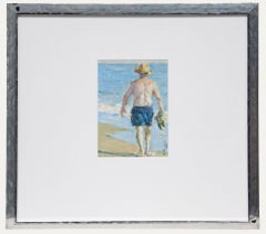 Vincent Herrero - Óleo enmarcado del siglo XX, «Bañista a la orilla del agua»