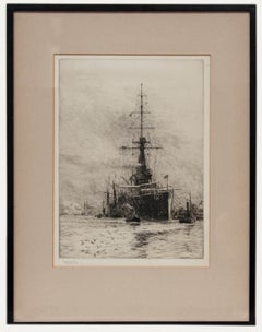 William Lionel Wyllie - Gravure du début du XXe siècle, HMS Orion