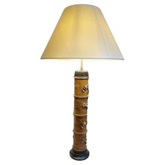 Arts and Crafts Living Room Lamp in Wallpaper Roll with Lampshade, France, 1900s