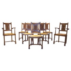 Set of 6 Mid-Century Brutalist Chairs and Armchairs, 1950s