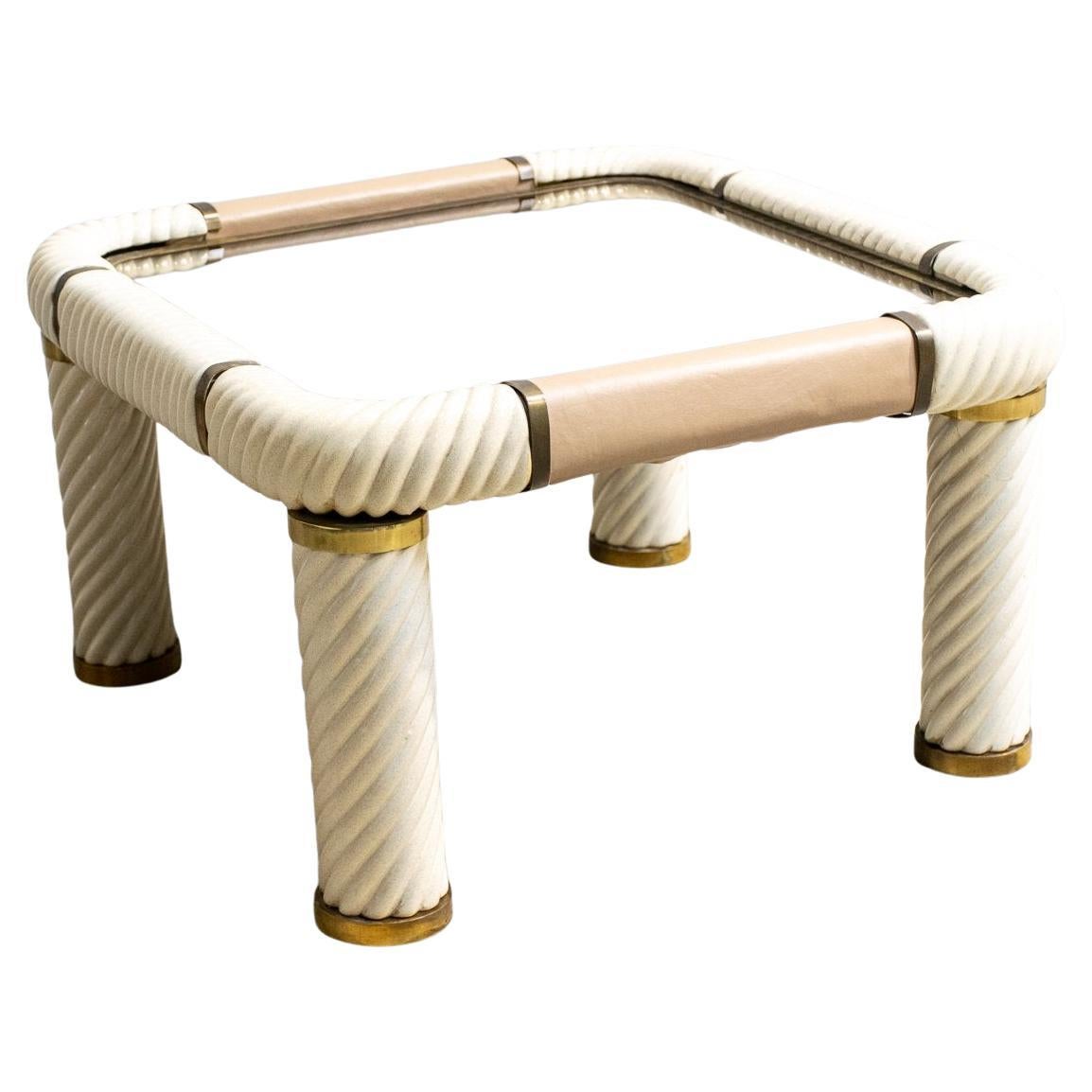 Brass and Glass Coffee Table by Tommaso Barbi, 1970s For Sale