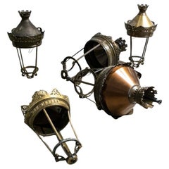 Set of 5 Copper and Brass City of Paris Lanterns, 1970s