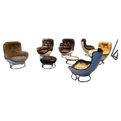 Set of 8 Armchairs and Ottomans by Michel Cadestin for Airborne, France 1970