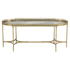 Mesa de centro francesa de cristal ahumado estilo Hollywood Regency