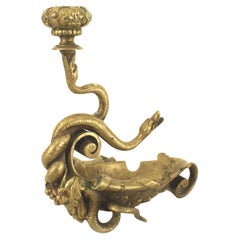 English Victorian Brass Serpent Candlestick English Victorian Brass Serpent Candlestick
