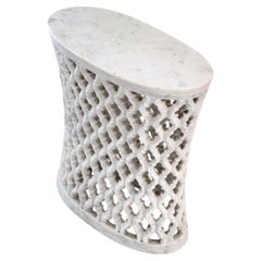 Contemporary Oval Table (20"), Openwork Stone Apron