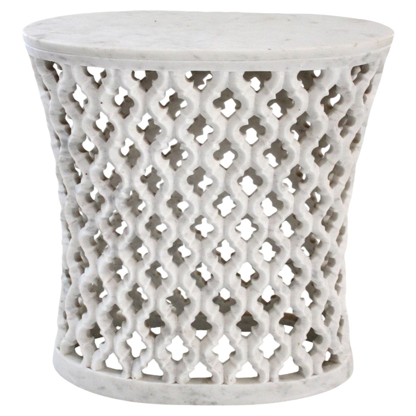 Hollywood Regency Oval Table (20"), Jali Stone Accent