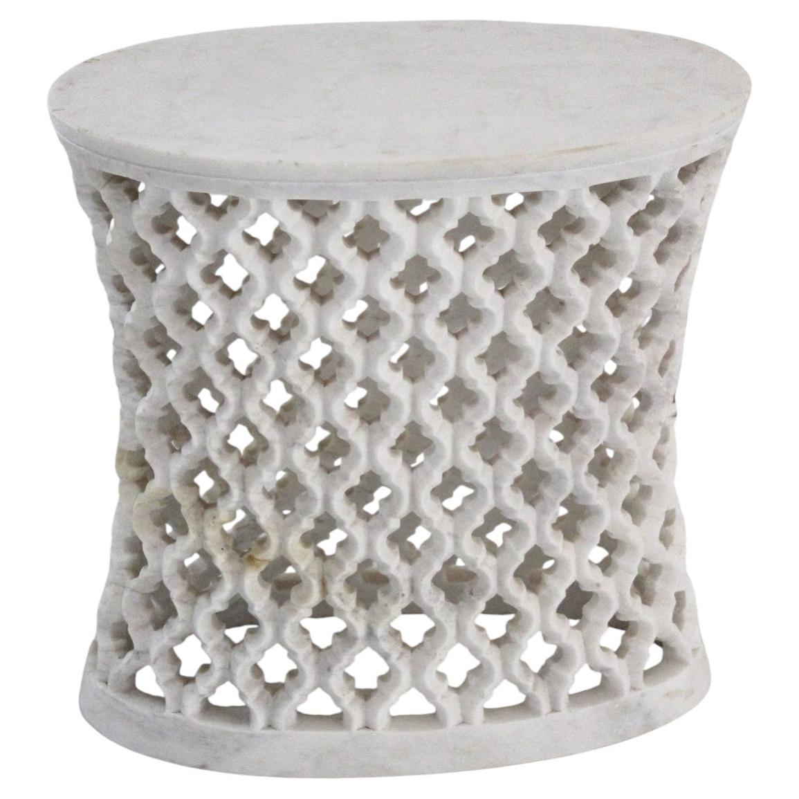 Hollywood Regency Oval Table (16"), Jali Stone Accent