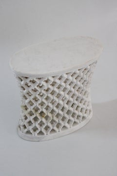 Hollywood Regency Oval Table (16"), Jali Stone Accent