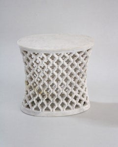 Organic Modern Oval Table (16"), Hand-Carved Stone