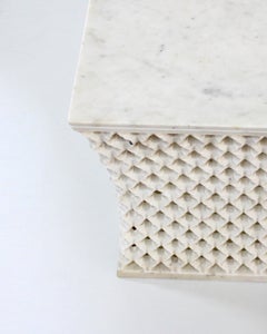 Jali Square Side Table (24"), Stone Openwork Apron