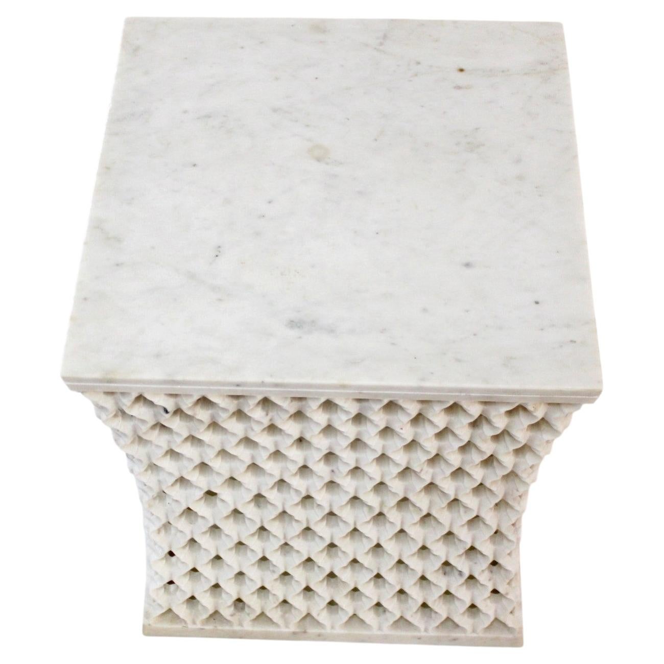 Sculptural Square Table (24"), Stone Jali Four Sides