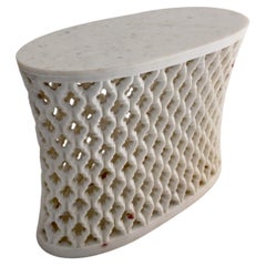 Hollywood Regency Oval Table (25"), Jali Stone Accent