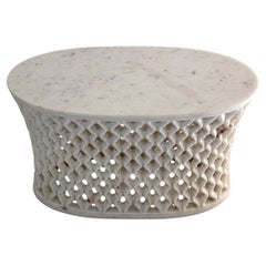 Hollywood Regency Oval Table (25"), Jali Stone Accent