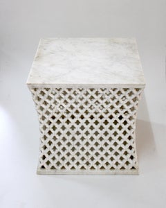 Hollywood Regency Square Table (24"), Jali Stone Accent