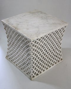 Organic Modern Square Table (24"), Hand-Carved Stone