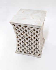 Art Deco Square Table (12"), Geometric Jali Stonework