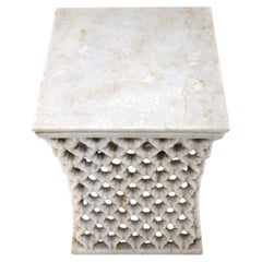 Contemporary Square Table (12"), Openwork Stone Apron