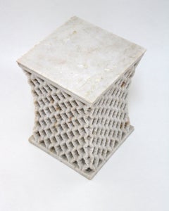 Sculptural Square Table (12"), Stone Jali Four Sides