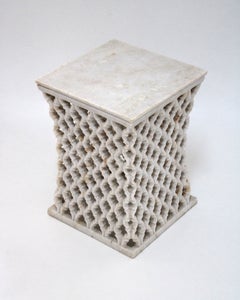 Hollywood Regency Square Table (12"), Jali Stone Accent
