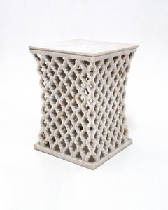 Handmade Stone Square Table (12"), Jali Apron Detail