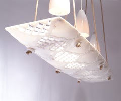Luxury Chandelier (48"), White Marble Jali Openwork