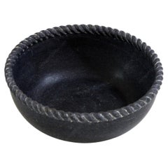 Schale aus Marmor in Seiloptik (8", schwarzer Marmor), handgeschnitztes Gefäß aus Stein