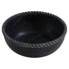 Cuenco de mármol «Rope» (8", mármol negro), recipiente de piedra tallado a mano