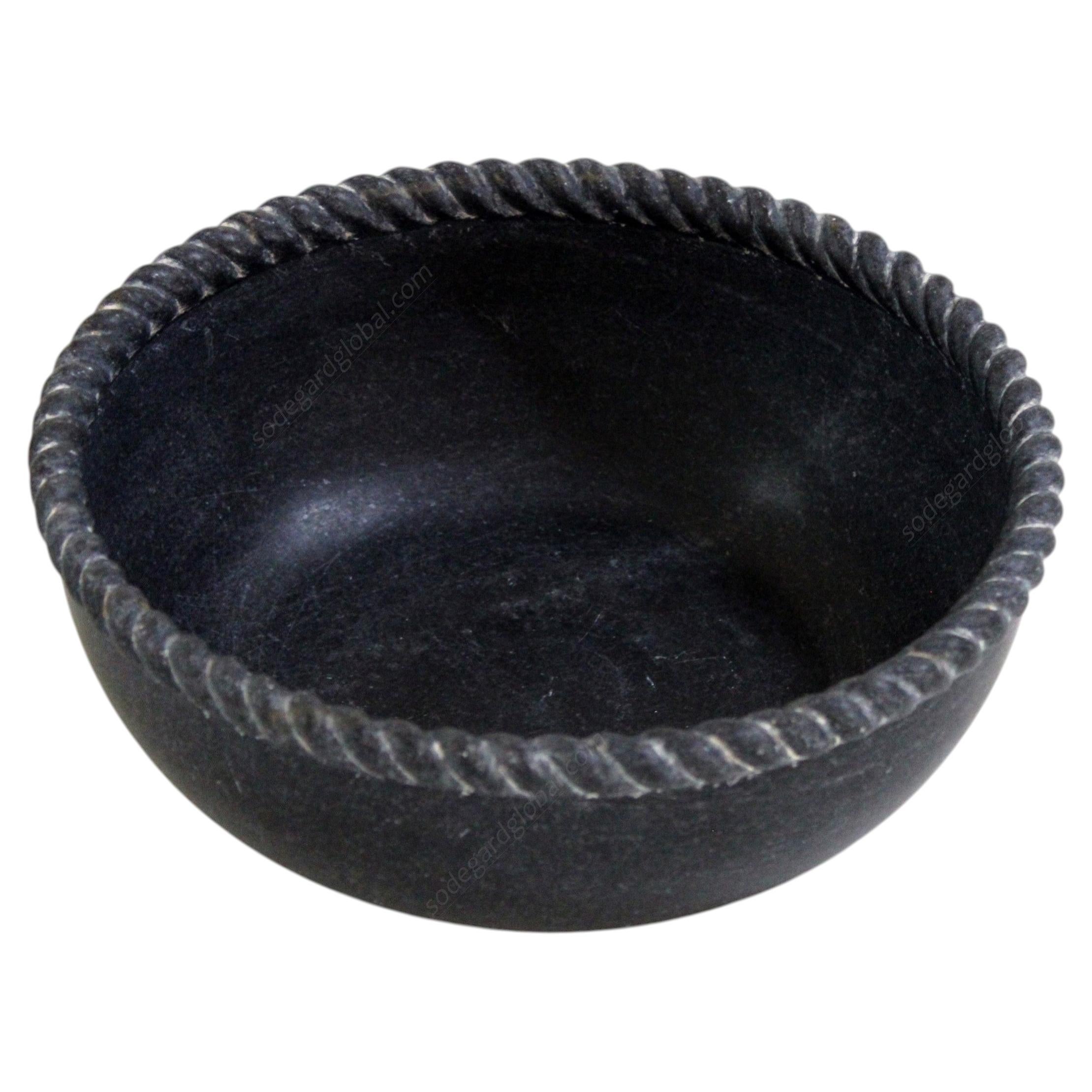 Handgefertigte Schale aus Marmorseil (8", schwarzer Marmor), behauene Steinschale
