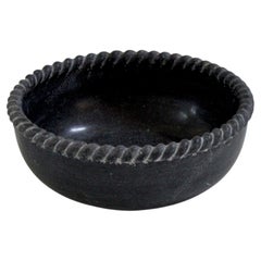Cuenco de mármol trenzado hecho a mano (8", mármol negro), recipiente de piedra tallada