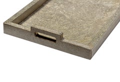 Art Deco Tray, White Bronze Metal Clad Rectangular Form