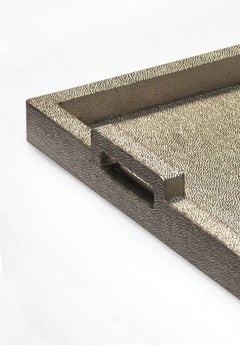 Sculptural Tray, White Bronze Hand-Clad Rectangular