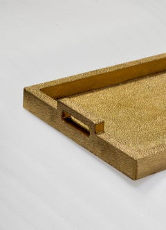 Contemporary Tray, Brass Metal Clad Rectangular