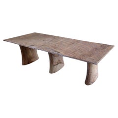 Organic Modern Dining Table, Teakwood Stone Top