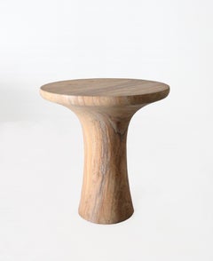 Stone Drum Table, Rainbow Teakwood Stone Tabla Side Table