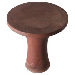 Red Stone Drum Side Table, Tabla Stone Accent Table