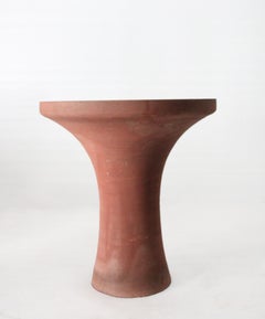 Art Deco Stone Table, Red Stone Tabla Drum Form