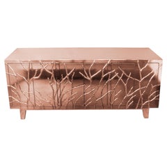 Contemporary Credenza, Copper Twig Metal Clad
