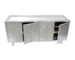 Art Deco Credenza, White Bronze Twig Metal Clad