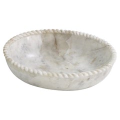 Organic Modern Marble Bowl (14", White Marble, Oval), Rope Texture Stone