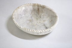 Organic Modern Marble Bowl (14", White Marble, Oval), Rope Texture Stone