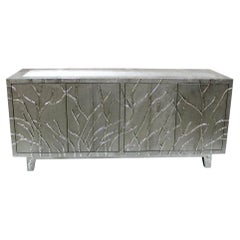 Organic Modern Credenza, White Bronze Twig Branch Metal