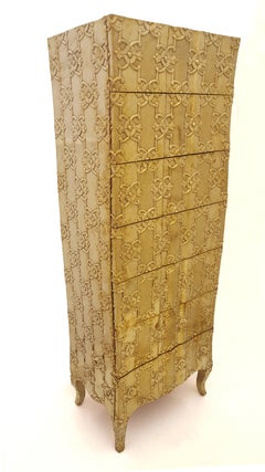 Brass Semainier, Metal Clad Seven-Drawer Cabinet